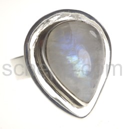 Ring with moonstone, drop shape