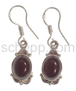 Drop earrings, onyx, oval