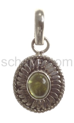 Pendant, green peridot, oval