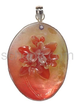 Pendant blooms, mother-of-pearl, oval