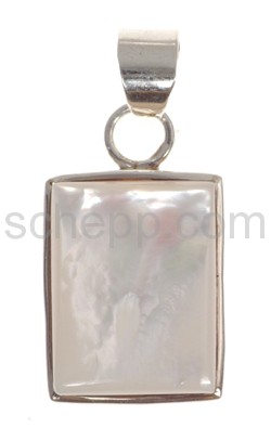 Pendant, mother-of-pearl shell, rectangular