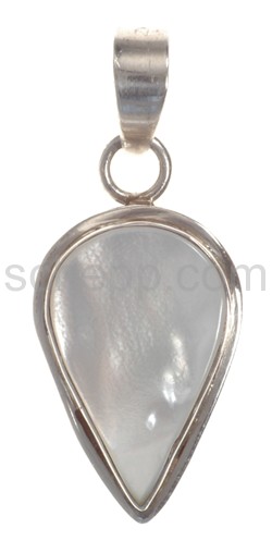 Pendant, mother-of-pearl shell, drop shape