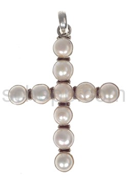 Pendant cross, pearls