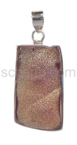 Pendant, metallized quartz-druse, angular