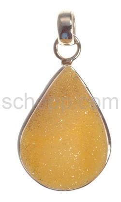 Pendant, quartz-druse, coloured yellow, drop shape