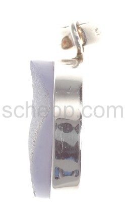 Anhnger, Quarz-Druse, blau gefrbt, rund