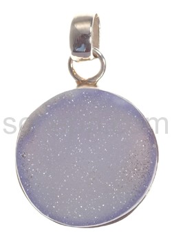 Pendant, quartz-druse, coloured blue, round