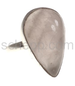 Ring with rose quartz, drop shape