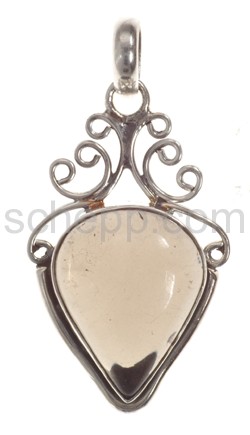 Pendant, smoky quartz, drop shape