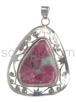 Pendant, ruby zoisite