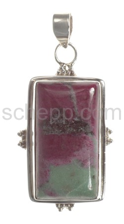 Pendant, ruby zoisite, rectangular