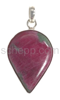 Pendant, ruby zoisite, drop shape