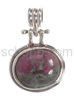 Pendant, ruby zoisite, oval