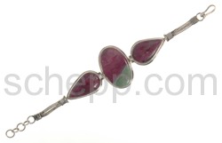 Gliederarmband, Rubin-Zoisit, Cabochonschliff