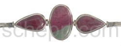 Link bracelet, ruby zoisite, cabochon cut