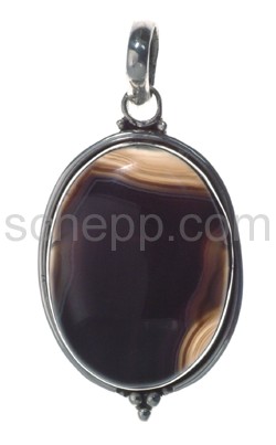 Pendant, seed agate, oval