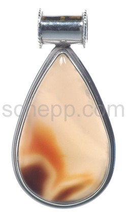 Pendant, seed agate, drop shape