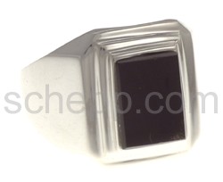 Seal ring with onyx, rectangular