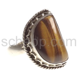 Ring with tiger\s eye, half-moon-shaped