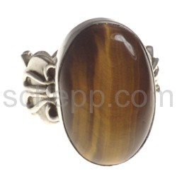 Ring mit Tigerauge, oval