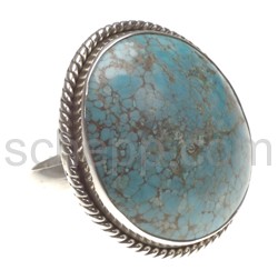 Ring with turquoise, round, large