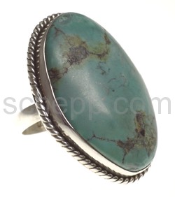 Ring with turquoise, oval, large