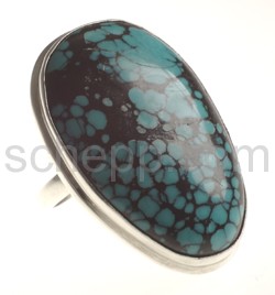 Ring with turquoise, oval