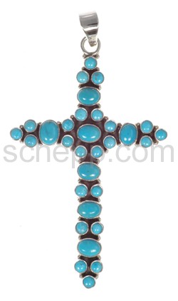 Pendant cross, turquoise