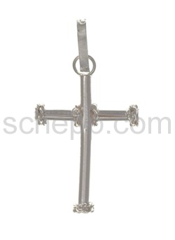 Pendant, cross with wire decoration, small