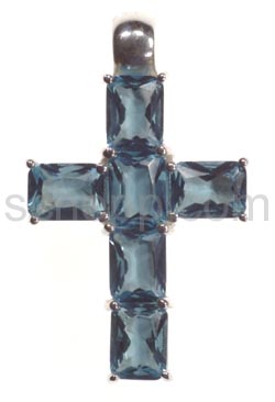 Pendant, cross with red Zirconia