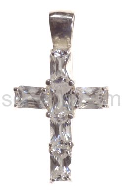 Pendant, cross with white Zirconia