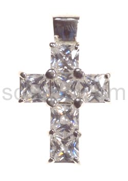 Pendant, cross with white Zirconia