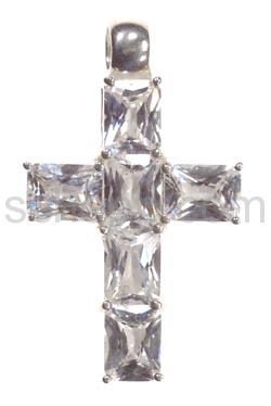 Pendant, cross with white Zirconia