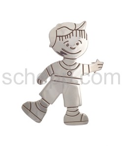 Brooch, waving boy