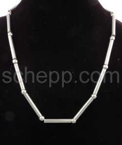 Tube chain, surfer chain with silver beads and bamboo tubes