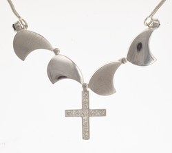 Kette mit Kreuzanhnger und Zirkonia, verwandelbar