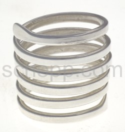 Ring made of silver wire, large spiral