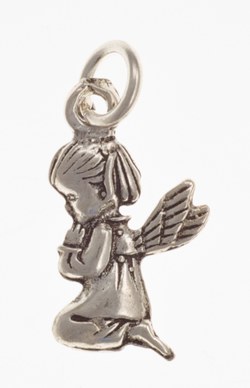 Pendant, kneeling angel looking left