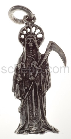 Pendant, death figure with sickle and scale, moderately large