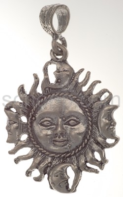 Pendant, sun with small moons