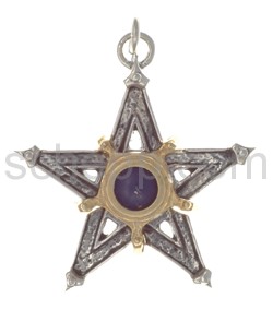 Pendant pentagram, with brass and blue inlay