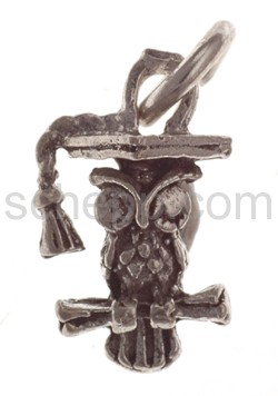 Pendant, owl with mortarboard