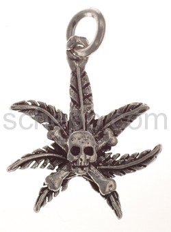 Pendant marihuana leaf with skull