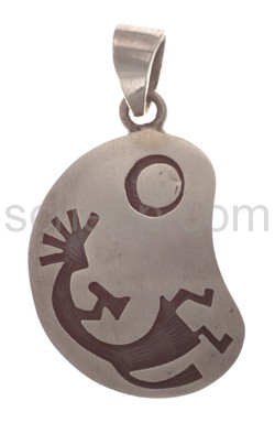 Pendant Indian jewellery, Kokopelli and moon (Hopi style)