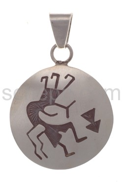 Pendant Indian jewellery, Kokopelli (Hopi style), round