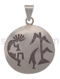 Pendant Indian jewellery, Kokopelli with tree of life (Hopi styl