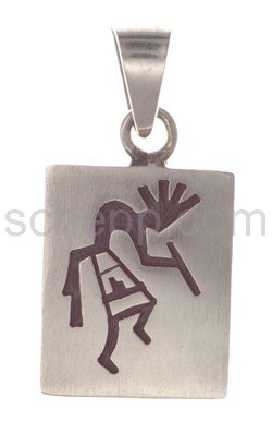 Anhnger Indianerschmuck, Kokopelli (Hopi-Style), rechteckig