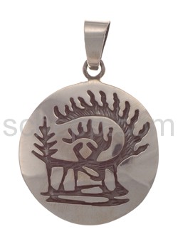 Pendant Indian jewellery, scenery with trees (Hopi style)