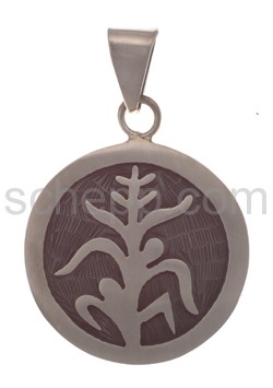 Pendant Indian jewellery, tree of life (Hopi style), round