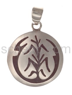 Pendant Indian jewellery, tree of life (Hopi style), round